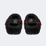 Gothic Rose Snake Skull‑Fur Lined Slippers Sandals