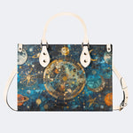 Mystical Astrological Symbols Print - Leather Handbag