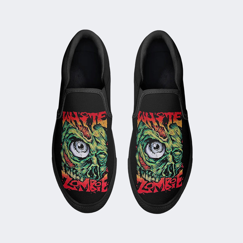 Unisex Retro Rock Print - Slip On Shoes