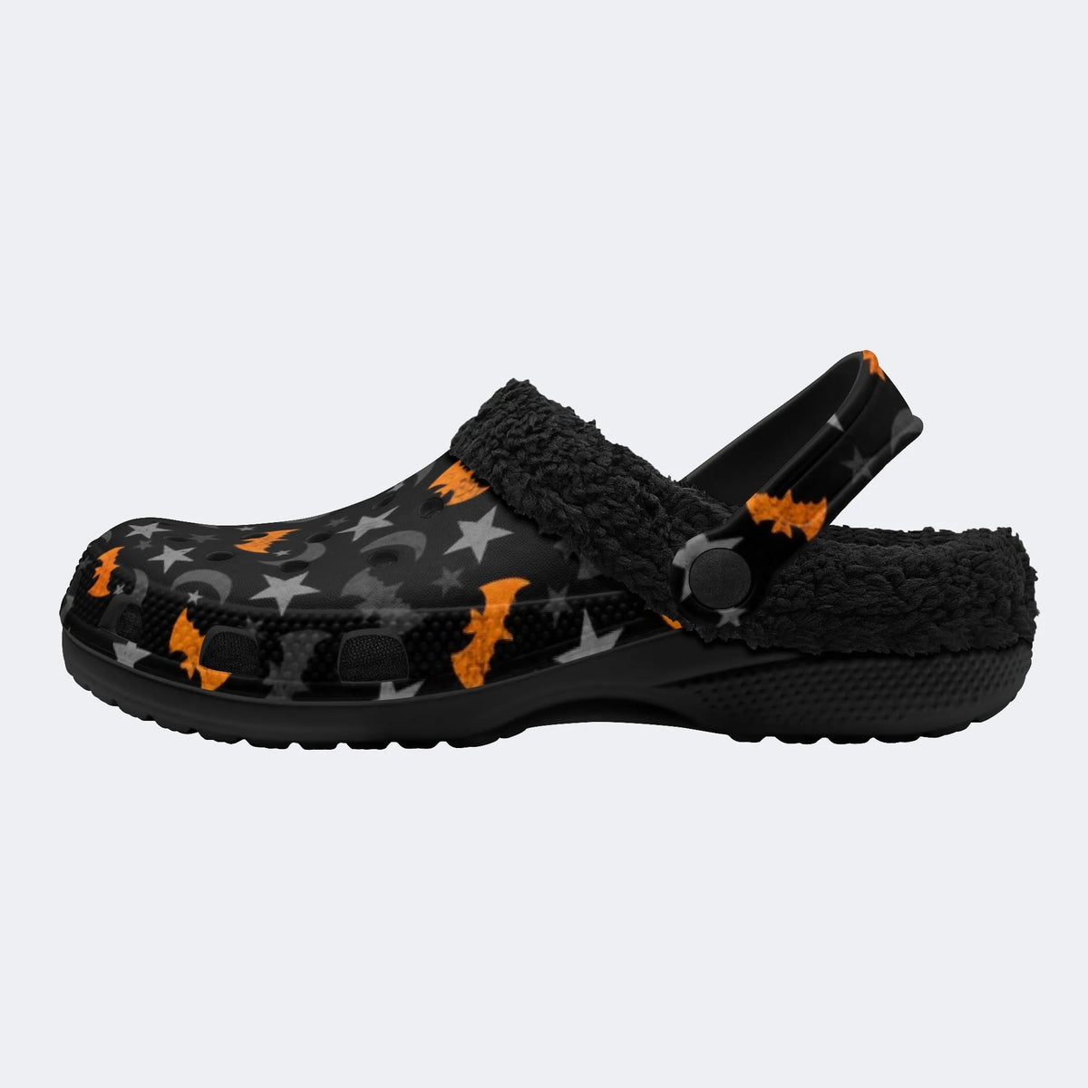 Bat Moon Star Pattern - Fur Lined Slippers/Sandals