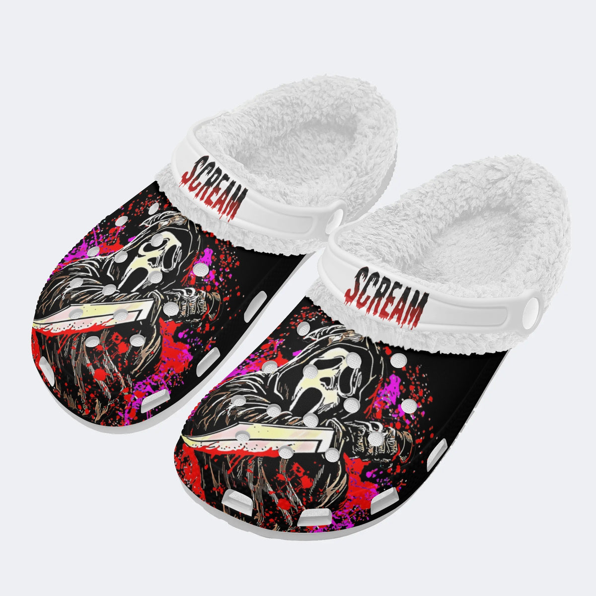 Horror Ghostface Print - Fur Lined Slippers