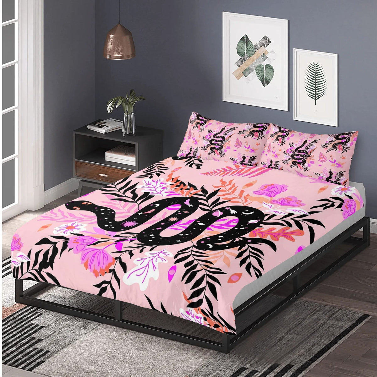 Witchy Botanical Snake - Three Piece Bedding Set