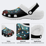 Death Moth Print - Fur Lined Slippers/Sandals