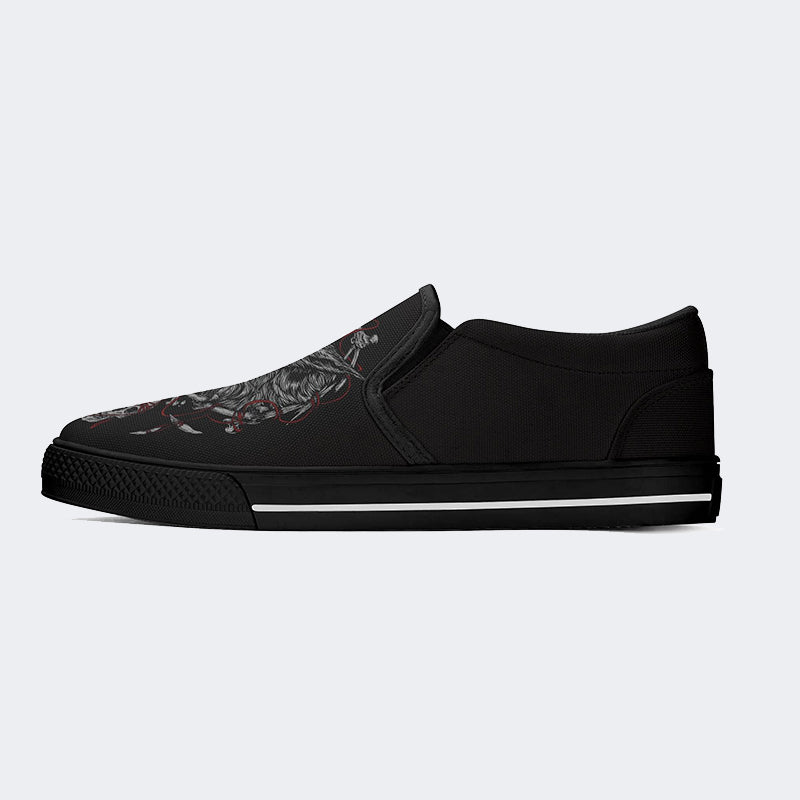 Wolf&Skull Graphic Print - Slip On Shoes