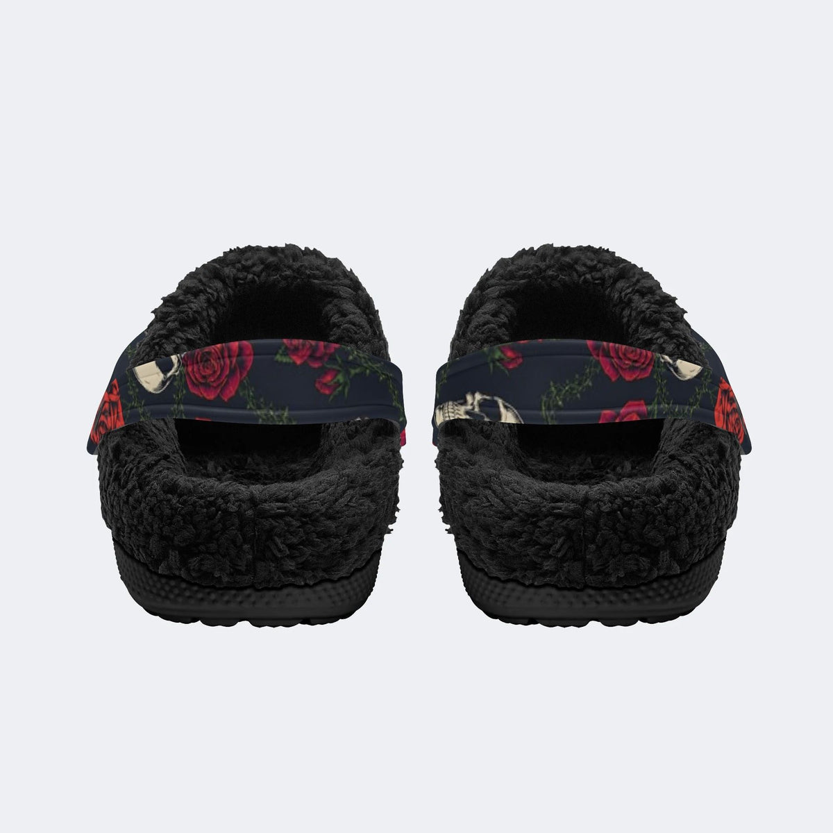 Spooky Rose Skull Vines - Fur Lined Slippers/Sandals