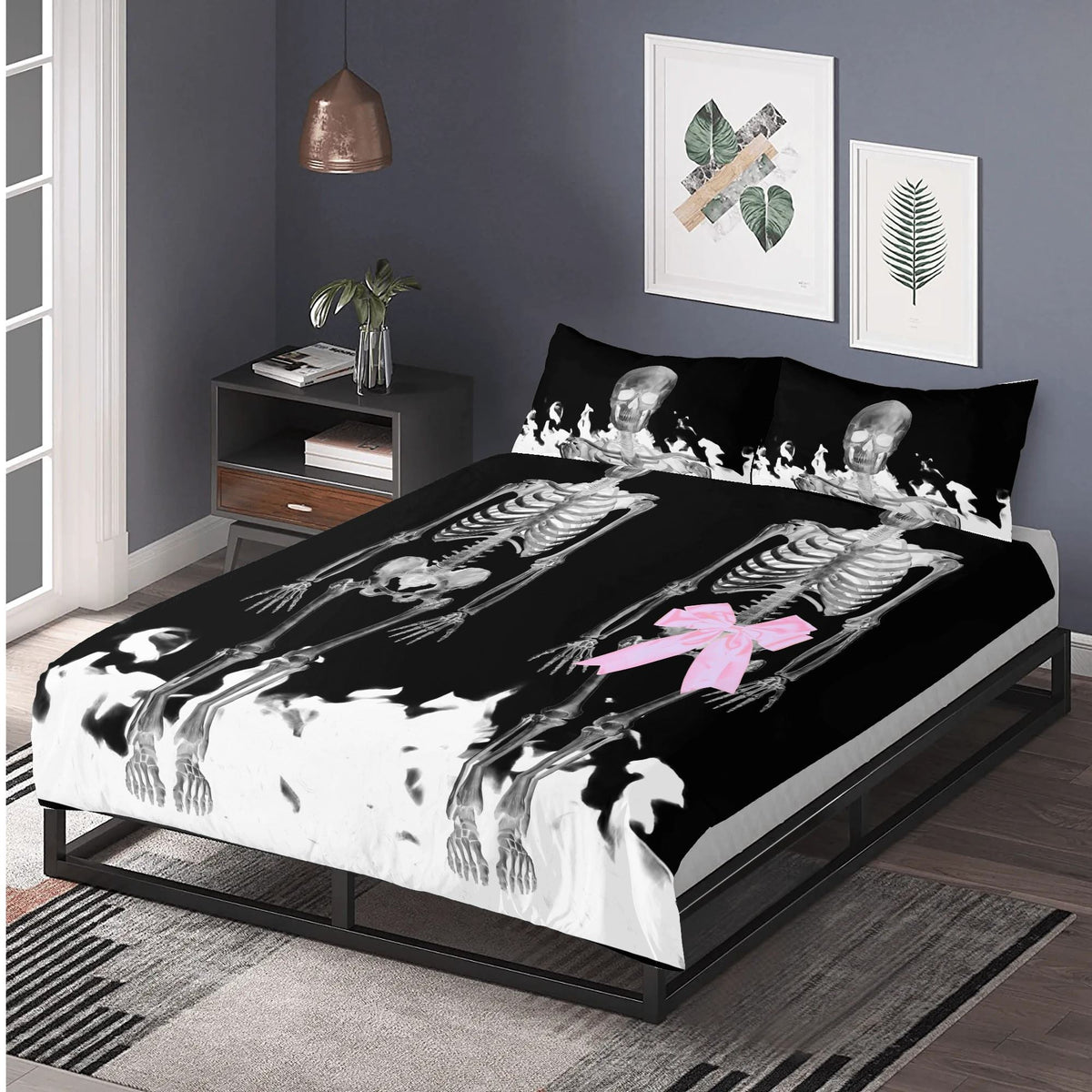 Gothic Skull Print - Three Piece Bedding Set