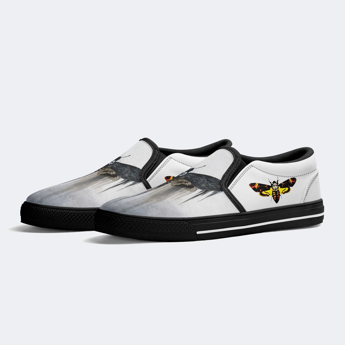 Surreal Death Moth Print - Slip On Shoes