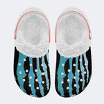 Blue Gradient Skeleton Toes Skull - Fur Lined Slippers/Sandals
