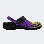 Violet Peacock Print - Fur Lined Slippers/Sandals