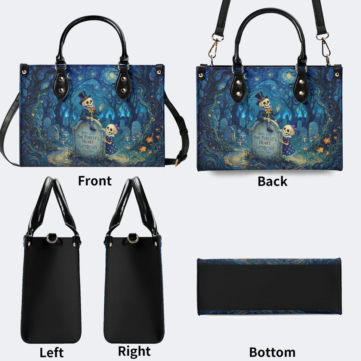 Skeleton Tombstone Print Handbag Factory Direct Sales