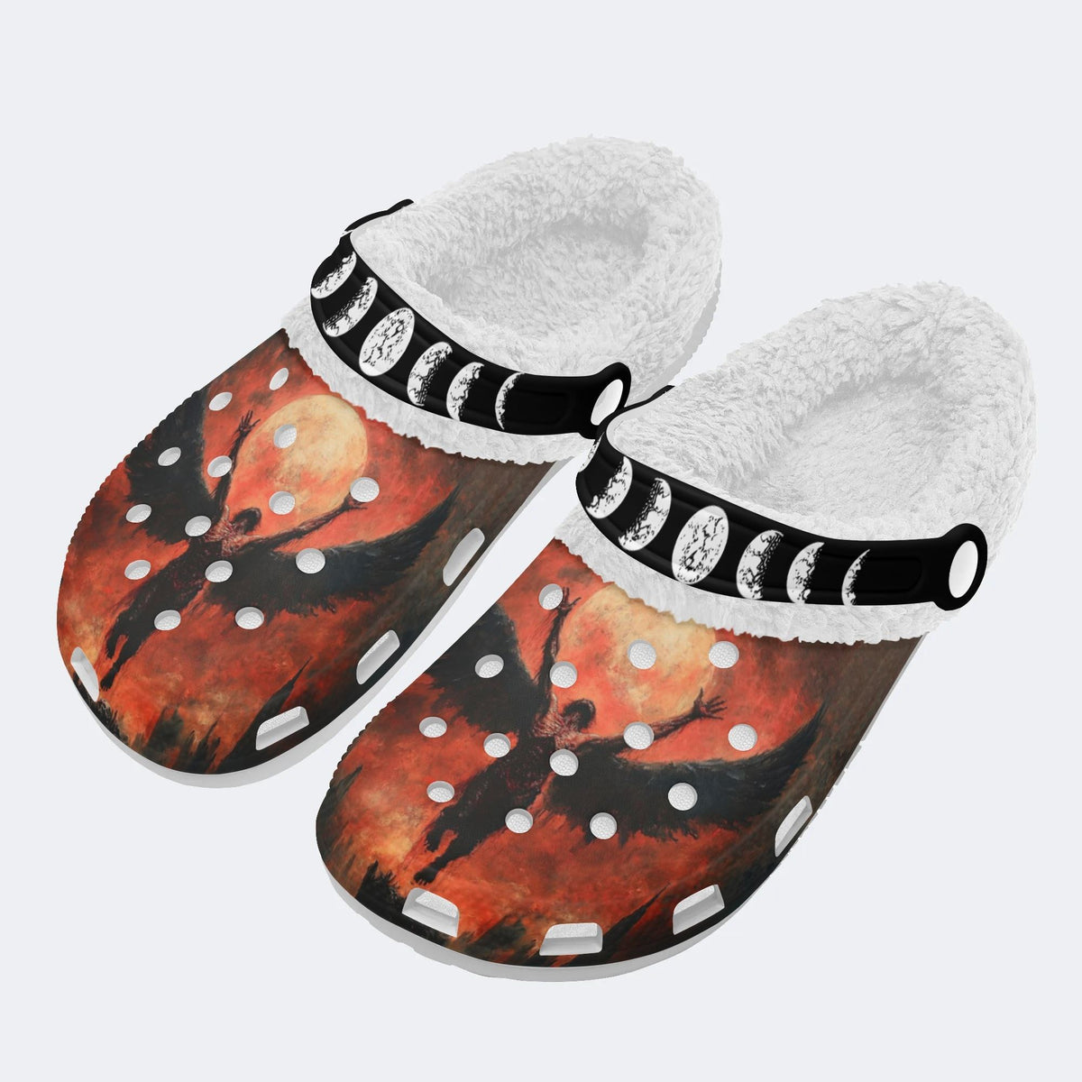 Skull Horror Print - Fur Lined Slippers/Sandals