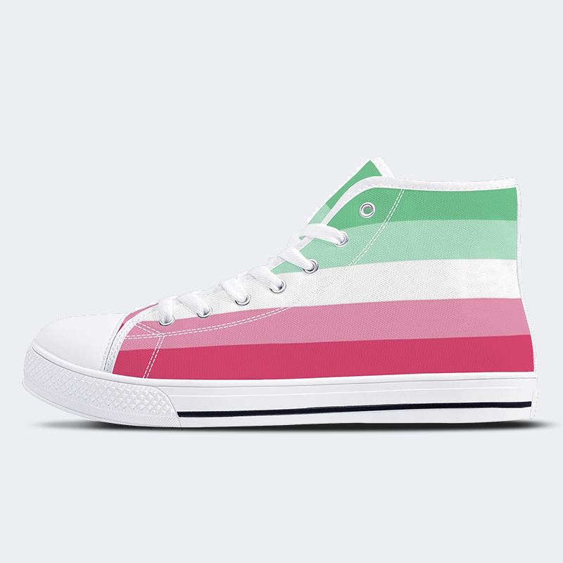 Abrosexual Pride Flag High Top Canvas Shoes