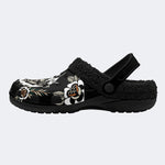 Death Moth Vintage Print - Fur Lined Slippers/Sandals