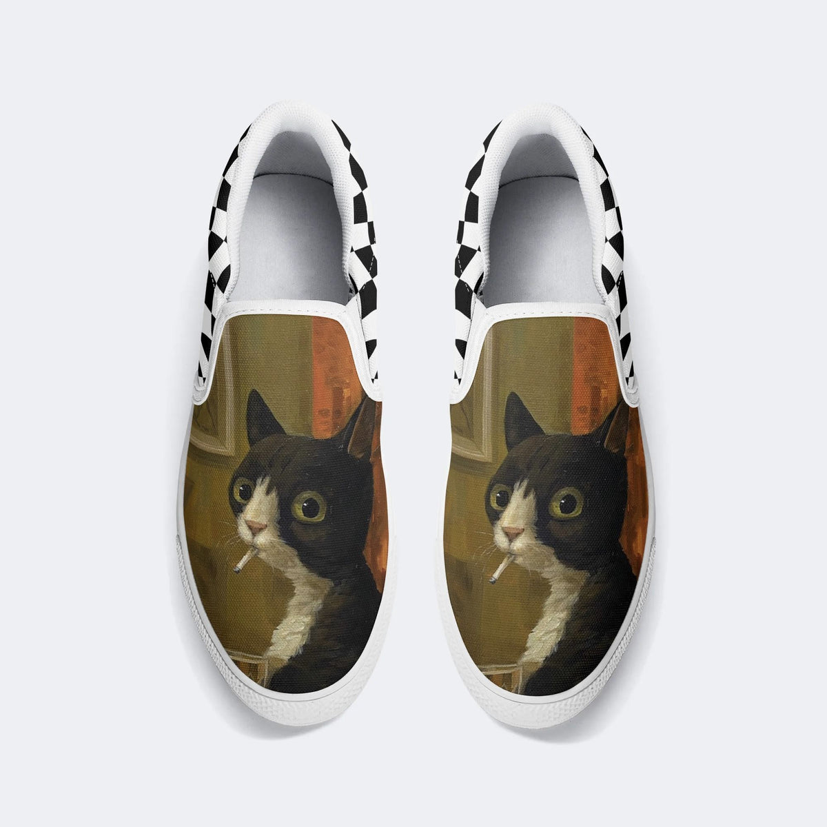 Artistic Cat Print - Slip On Shoes