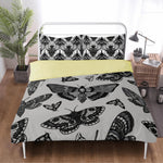 Dark Death Moth Print - Three Piece Bedding Set