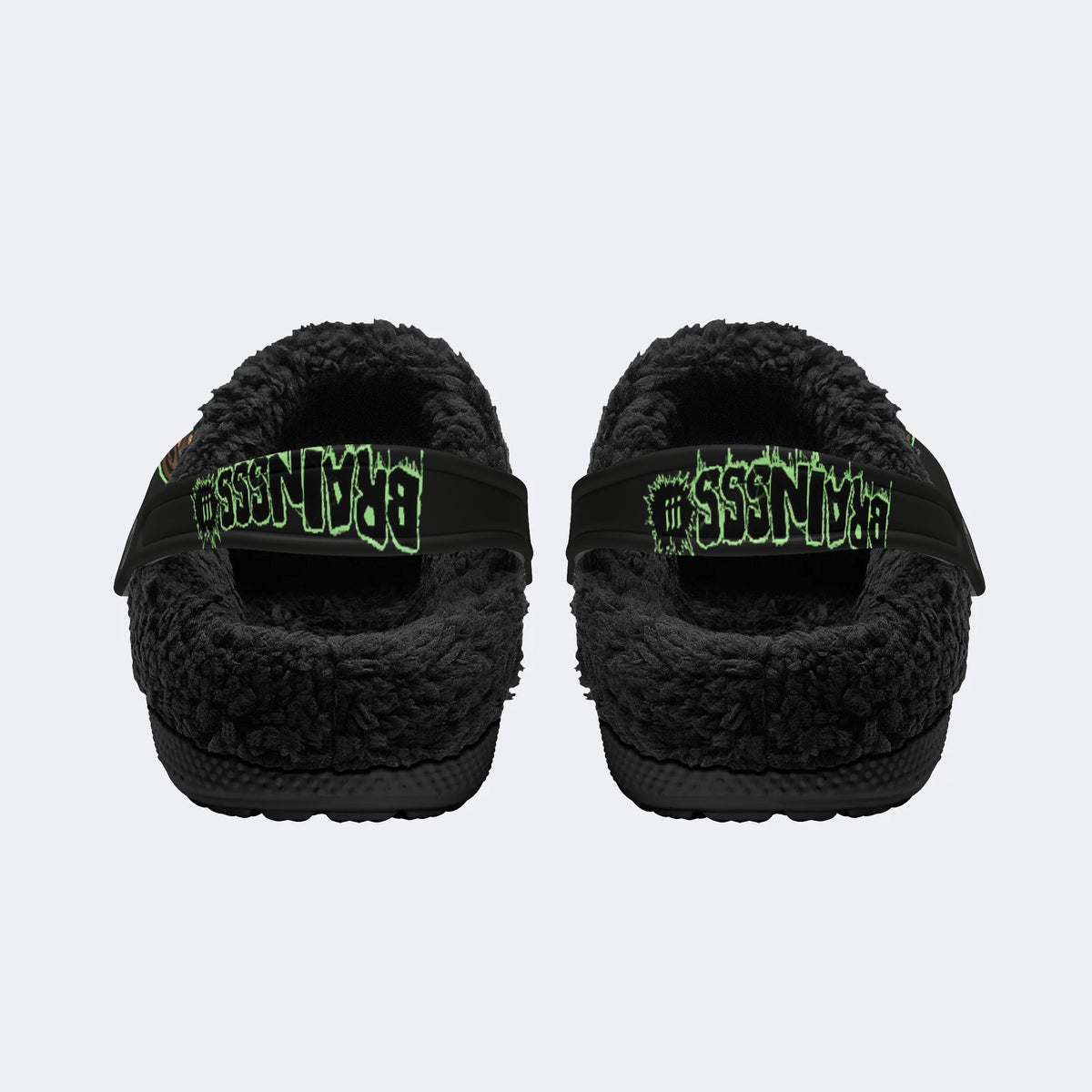 Unisex More Brains Print - Fur Lined Slippers