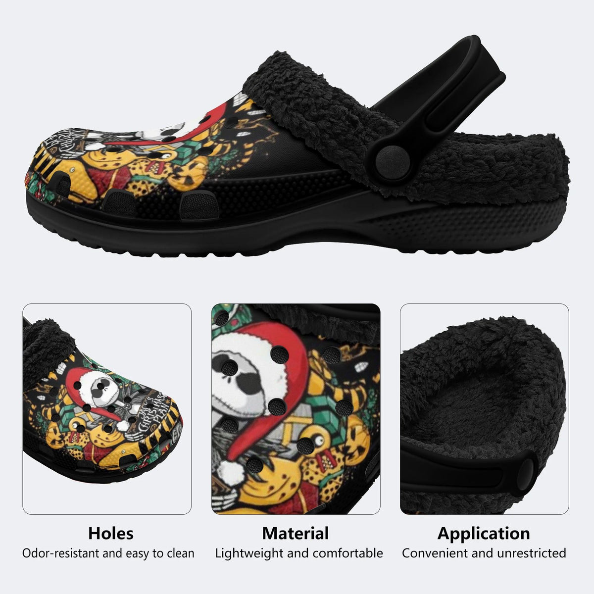 Gothmas Jack Skull - Fur Lined Slippers/Sandals