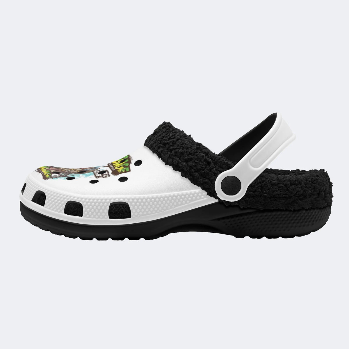 Street Graffiti Robot - Fur Lined Slippers/Sandals