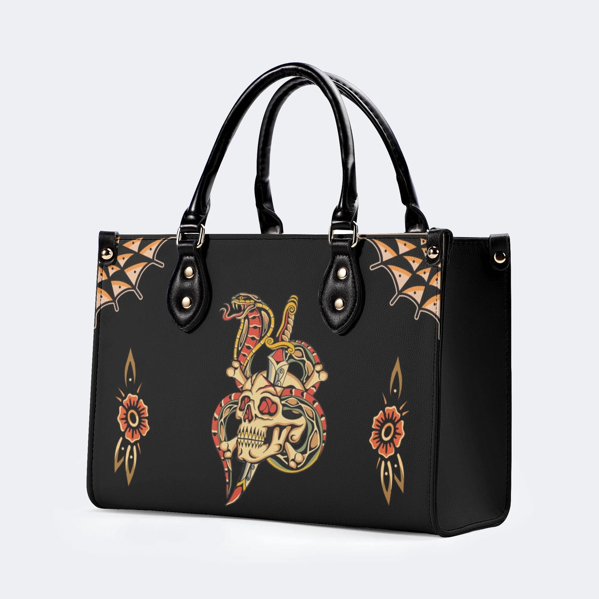 Skeleton Snake Print - Leather Handbag