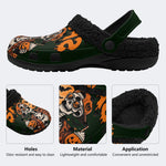 Hipster Halloween Skull - Fur Lined Slippers/Sandals