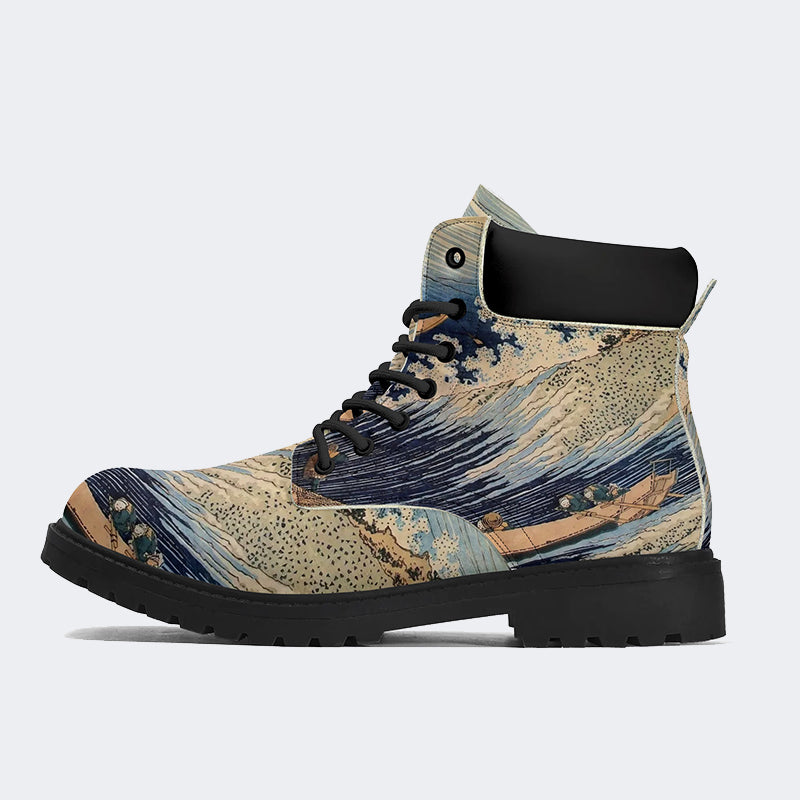 Choshi in der Provinz Simosa aus „Oceans of Wisdom (Hokusai Ocean Waves)“ – Stiefel 