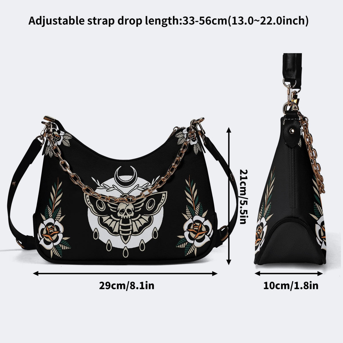 Classic Death Moth Print - Crossbody Bag