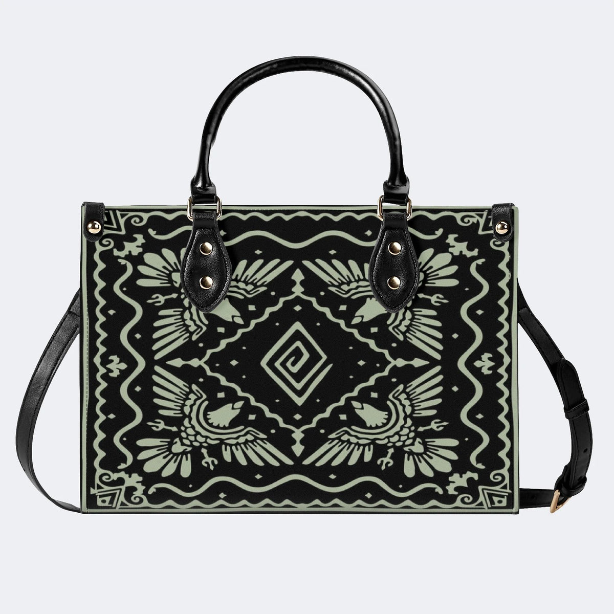 Light Green Eagle Totem - Leather Handbag