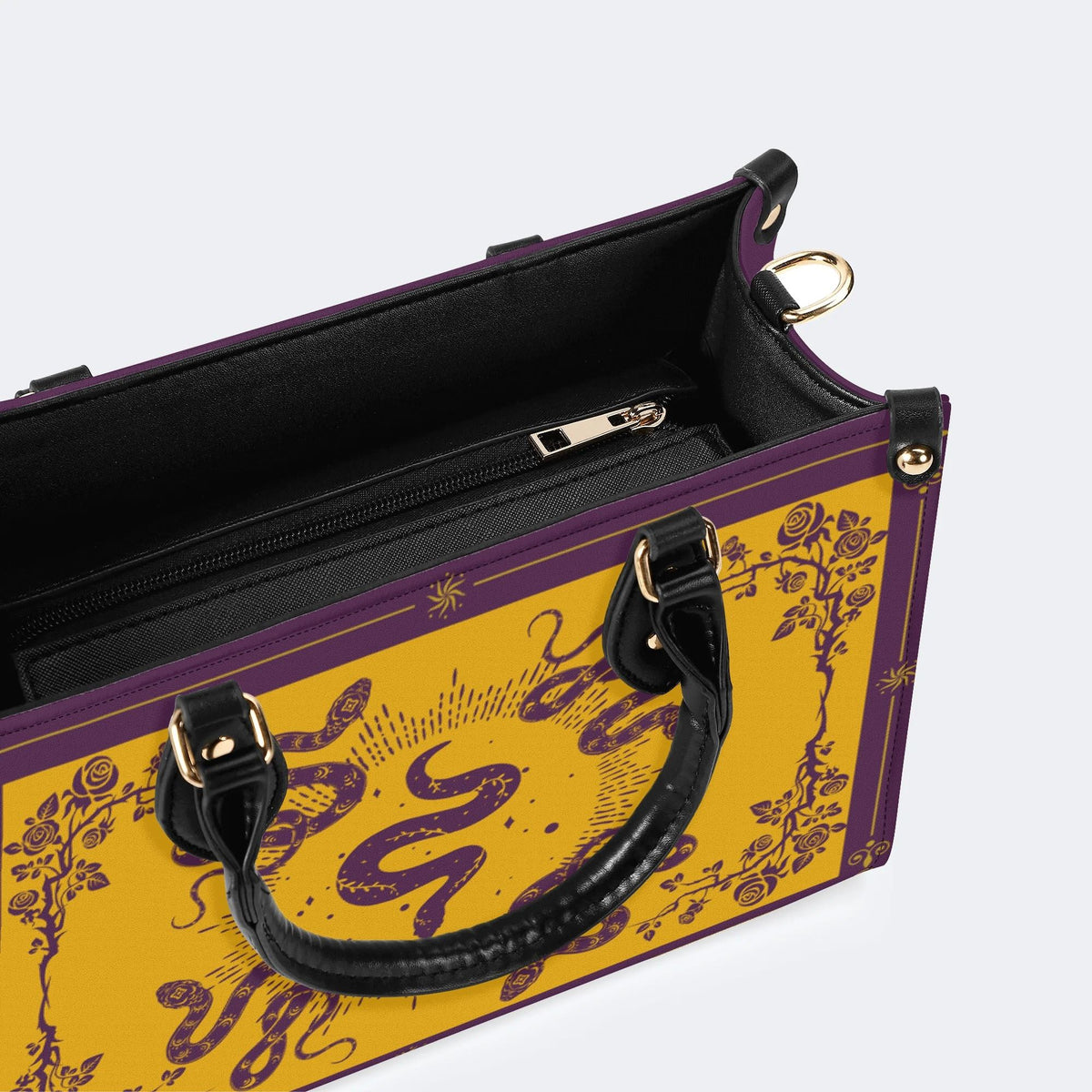 Inscribed Viper Print - Leather Handbag