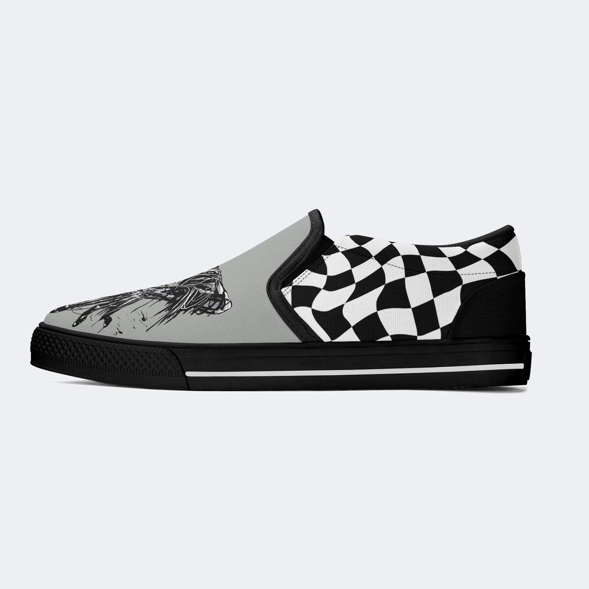 Unisex More Brains Print - Slip On Shoes