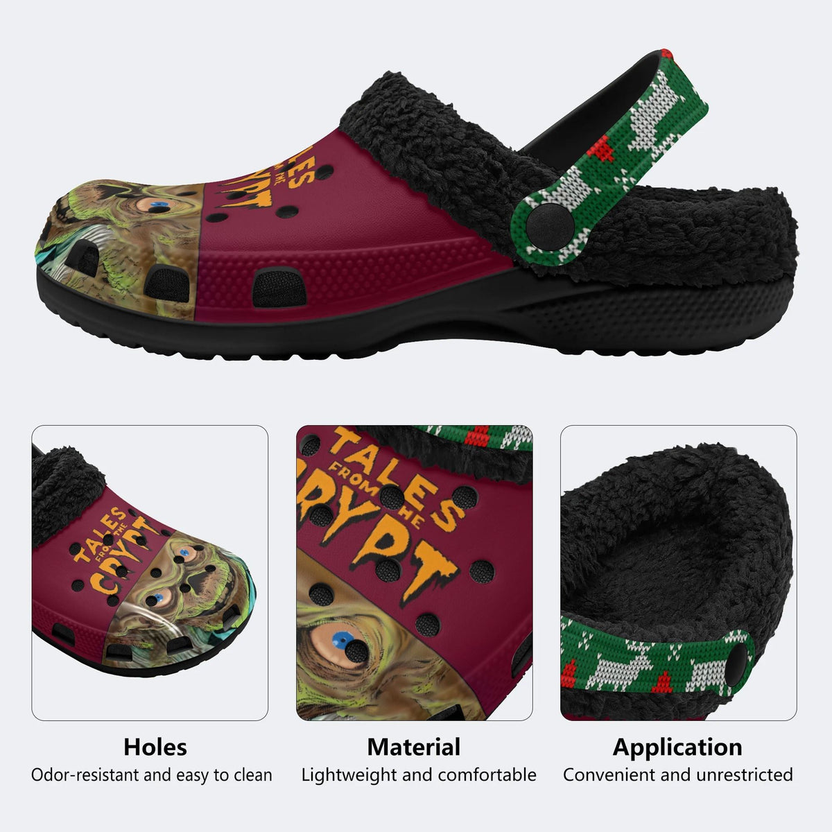 Unisex Tales Crypt Zombie Art Print - Fur Lined Slippers/Sandals