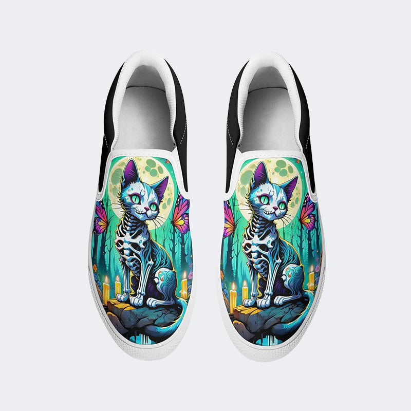 Unisex Undead Cat Art Illustration Printed - Slip On Shoes