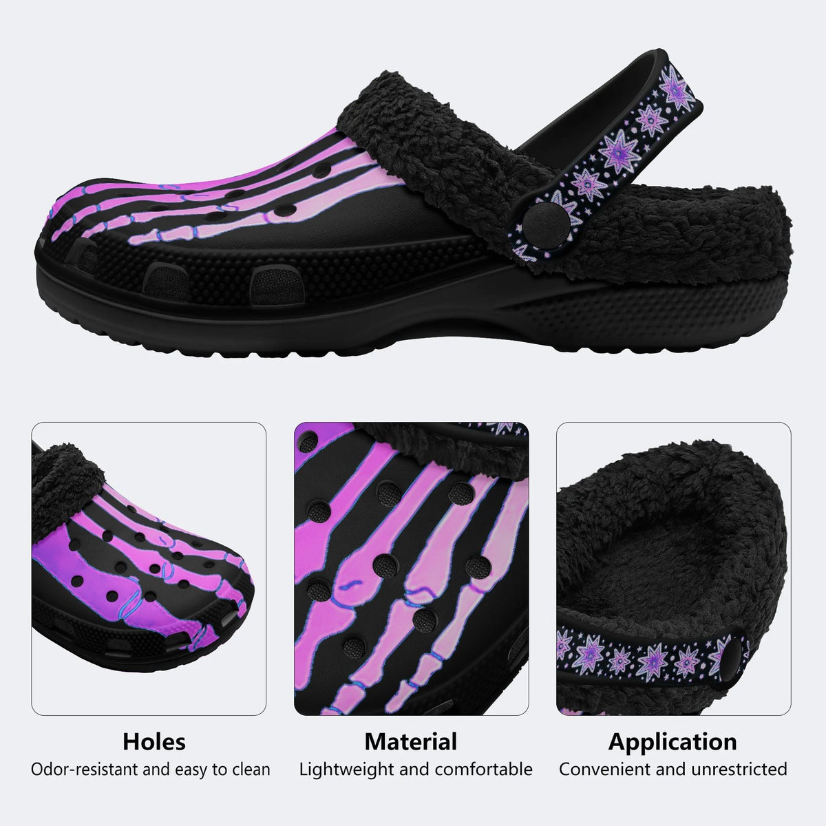 Purple Gradient Skeleton Toes Skull - Fur Lined Slippers/Sandals