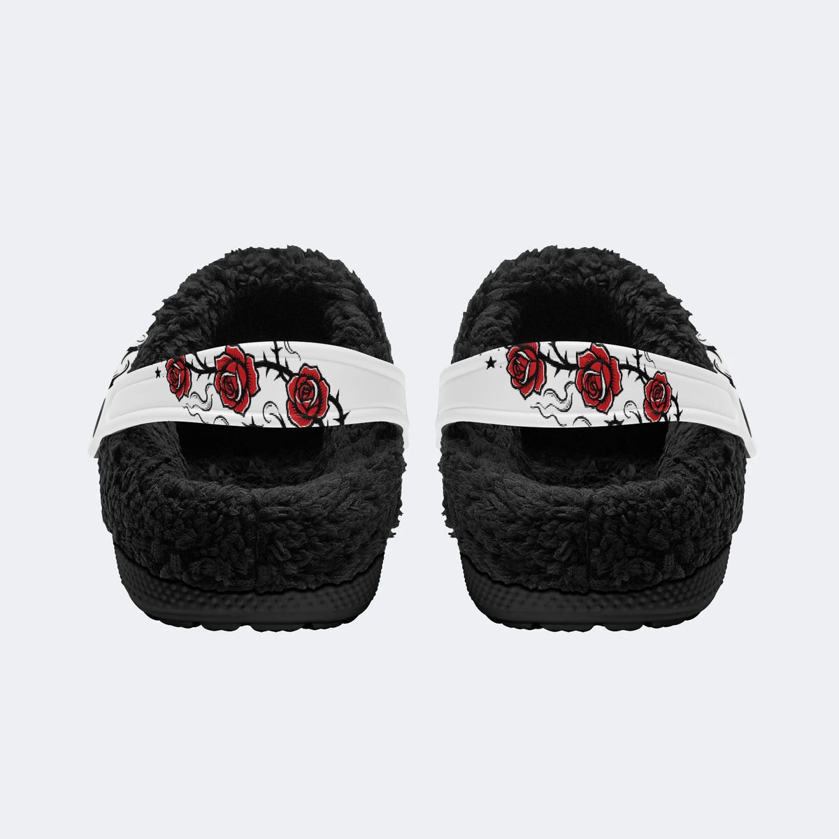 Skull Thorn Rose - Fur Lined Slippers/Sandals