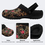 Old School Death Moth Print - Fur Lined Slippers/Sandals