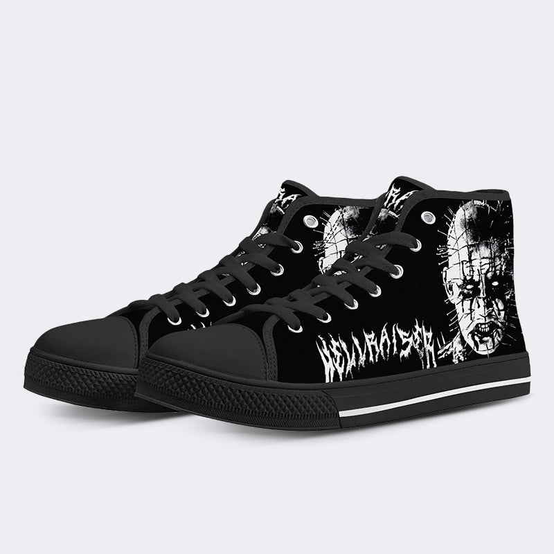 Unisex Schwarzer Metall Pinhead Druck - High Top Canvas