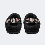 Day Dead Rose Skulls - Fur Lined Slippers/Sandals