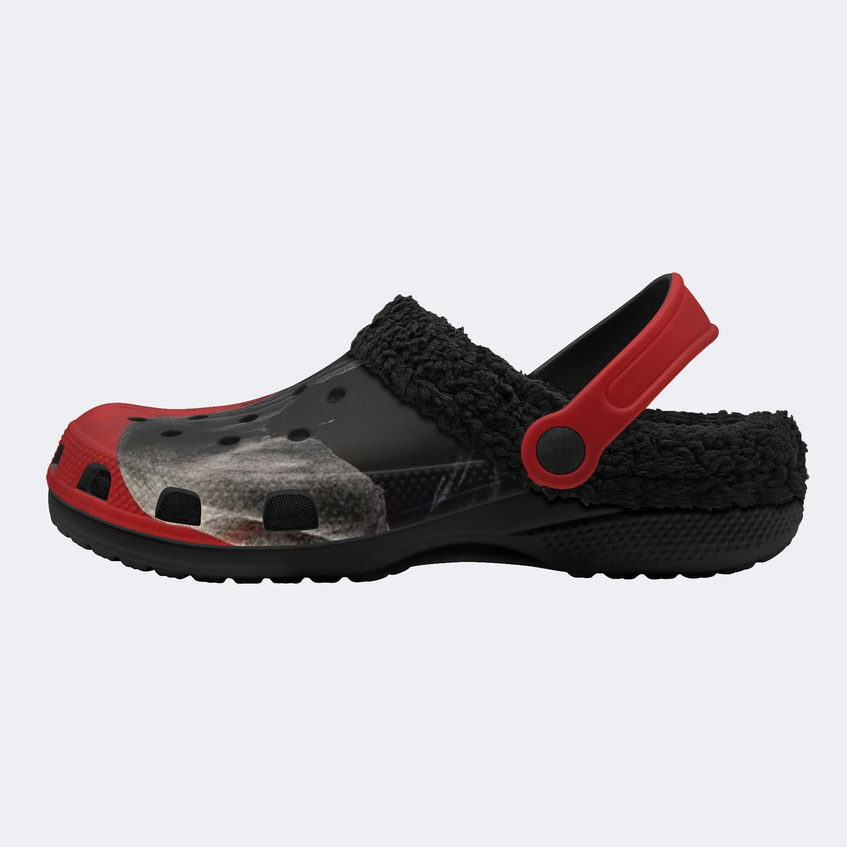 Red Crow Print - Fur Lined Slippers/Sandals