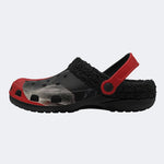 Red Crow Print - Fur Lined Slippers/Sandals