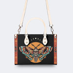 Traditional Death Moth Vintage Print - Leather Handbag