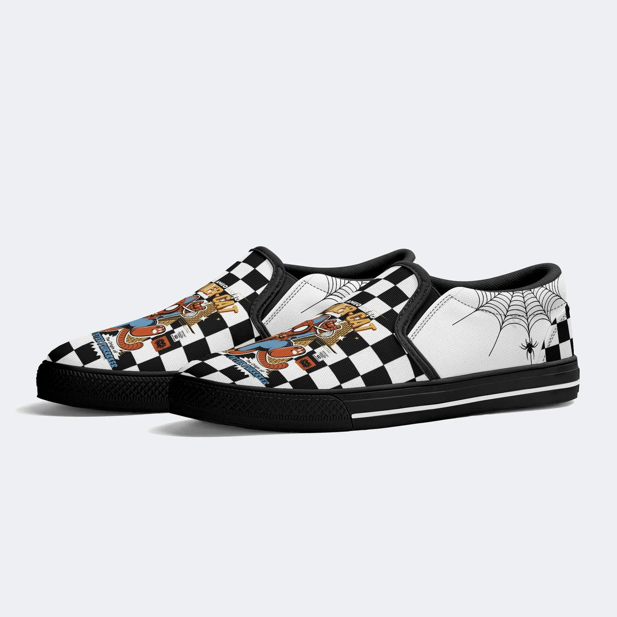 Spider Cat Print - Slip On Shoes