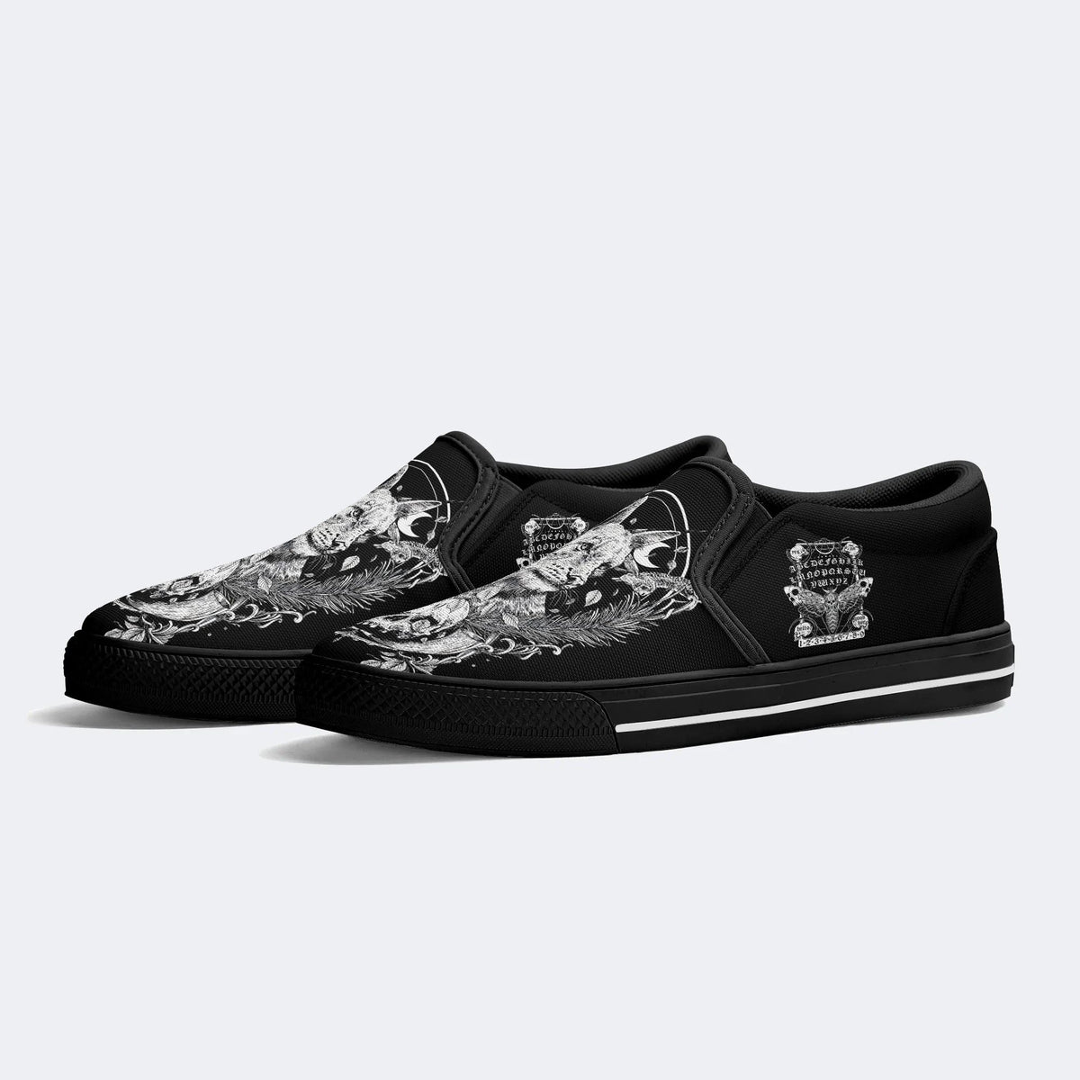 Unisex Moon&Leaf&Cat&Skull Print - Slip On Shoes