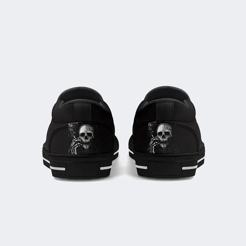 Unisex Skull Print - Slip On Shoes