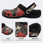 Gothic Red Mushroom - Fur Lined Slippers/Sandals