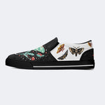 Green Moth In Mushroom Bush - Slip On Shoes