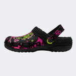 Neon Star Crossbones Skull - Fur Lined Slippers/Sandals