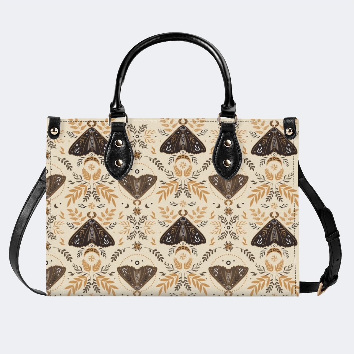 Moths Pattern Print - Leather Handbag