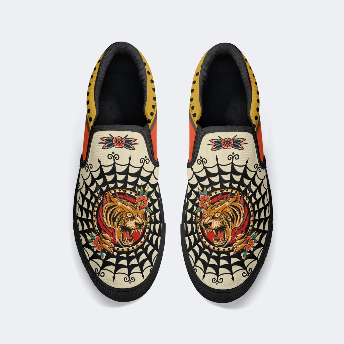 Tiger And Tiger Paw Print - Slip On Shoes