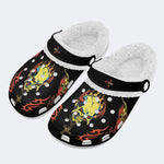 Horror Devil Print - Fur Lined Slippers/Sandals