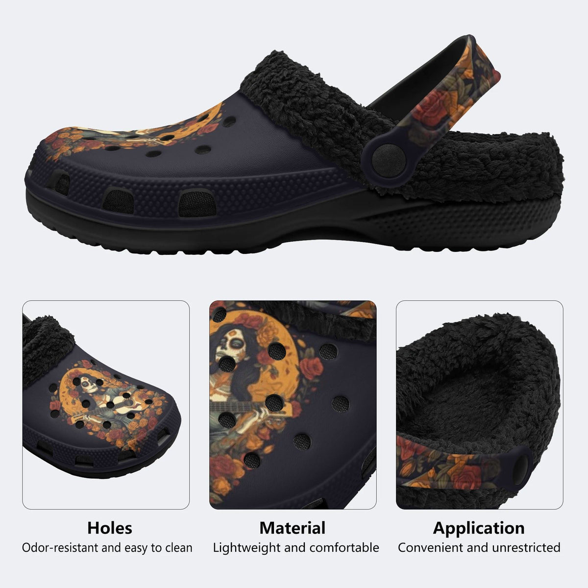 Gothic Music Sugar Lady - Fur Lined Slippers/Sandals