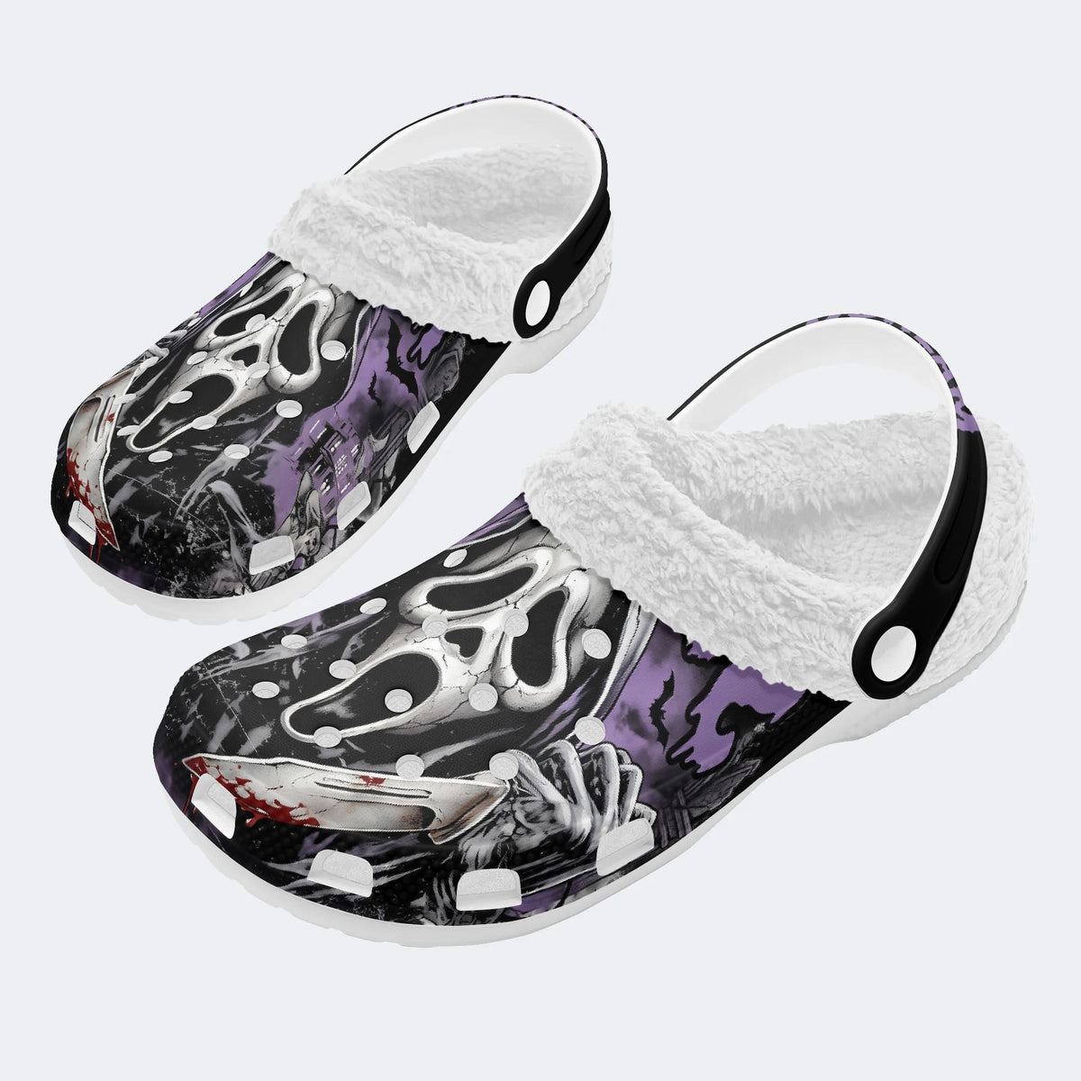Gothic Scream Ghostface Knife Purple Smoke - Fur Lined Slippers/Sandals